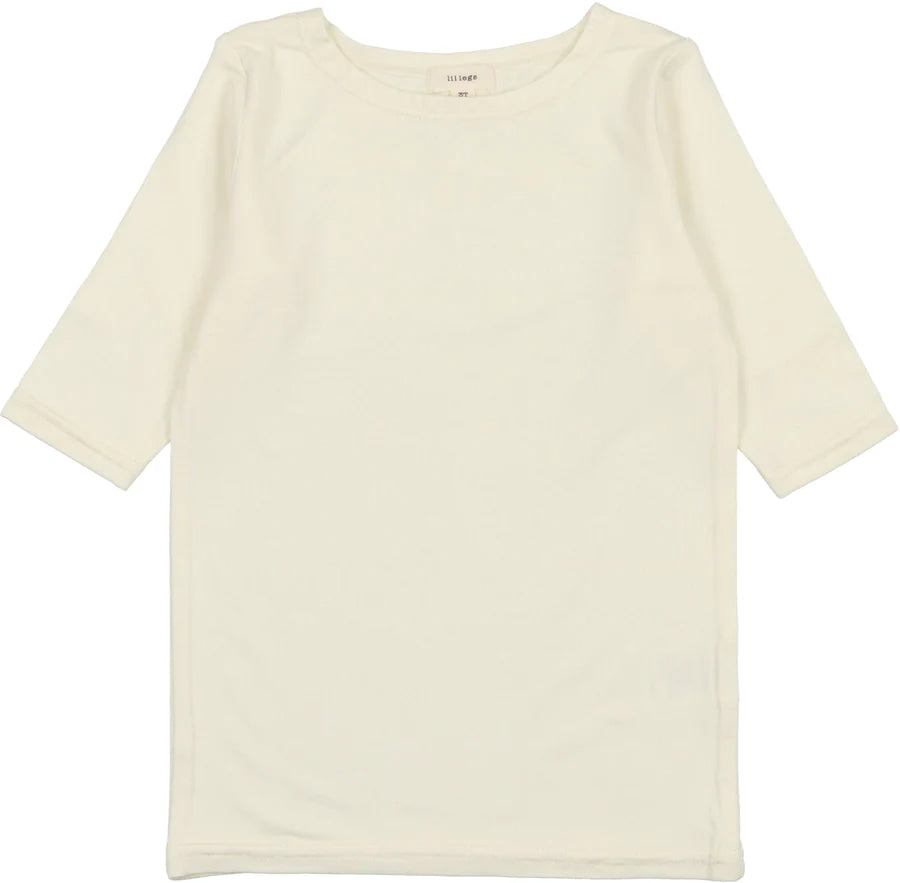 Cream Three Quarter Sleeve Bamboo Tee