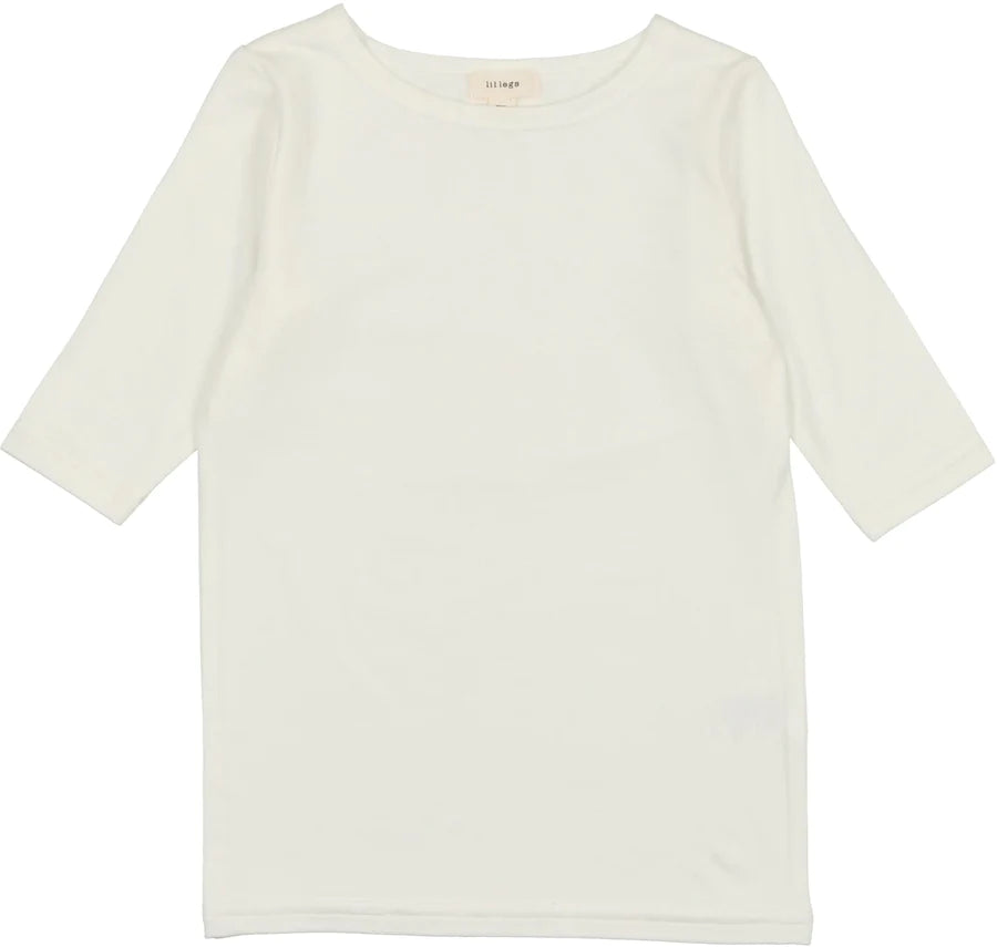 Winter (Off) White Three Quarter Sleeve Bamboo Tee