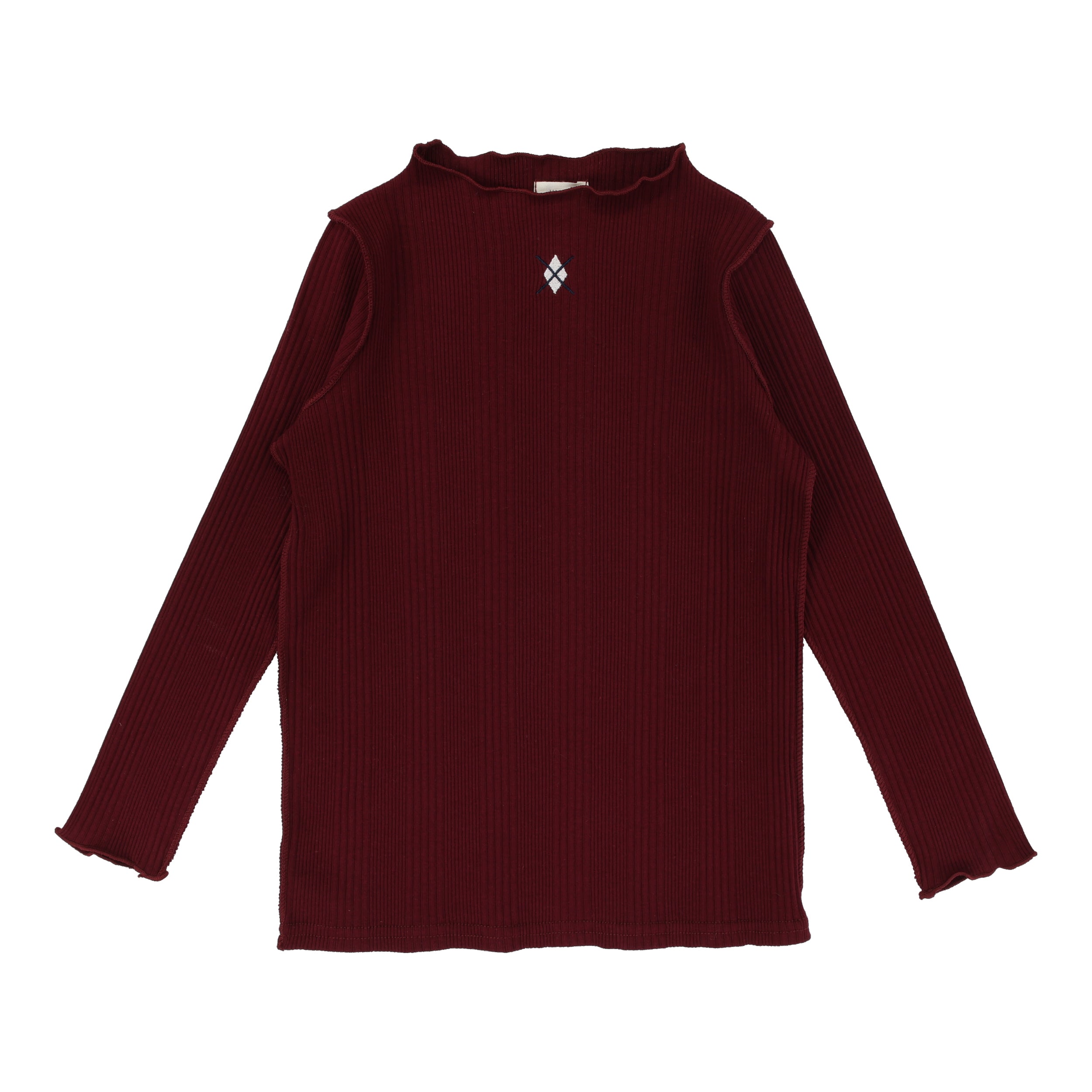 Burgundy Ribbed Funnel Neck