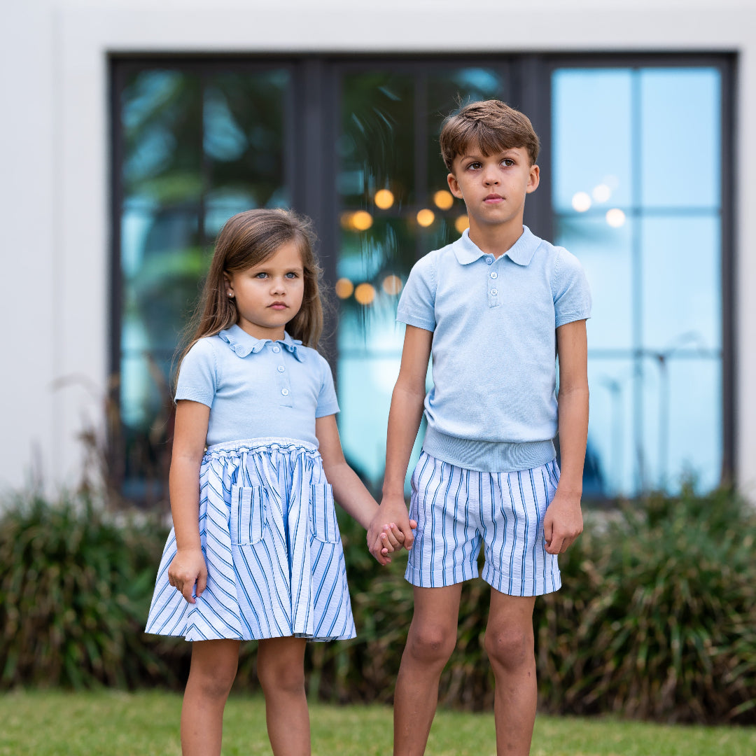 Pale Blue Boys Knit Polo