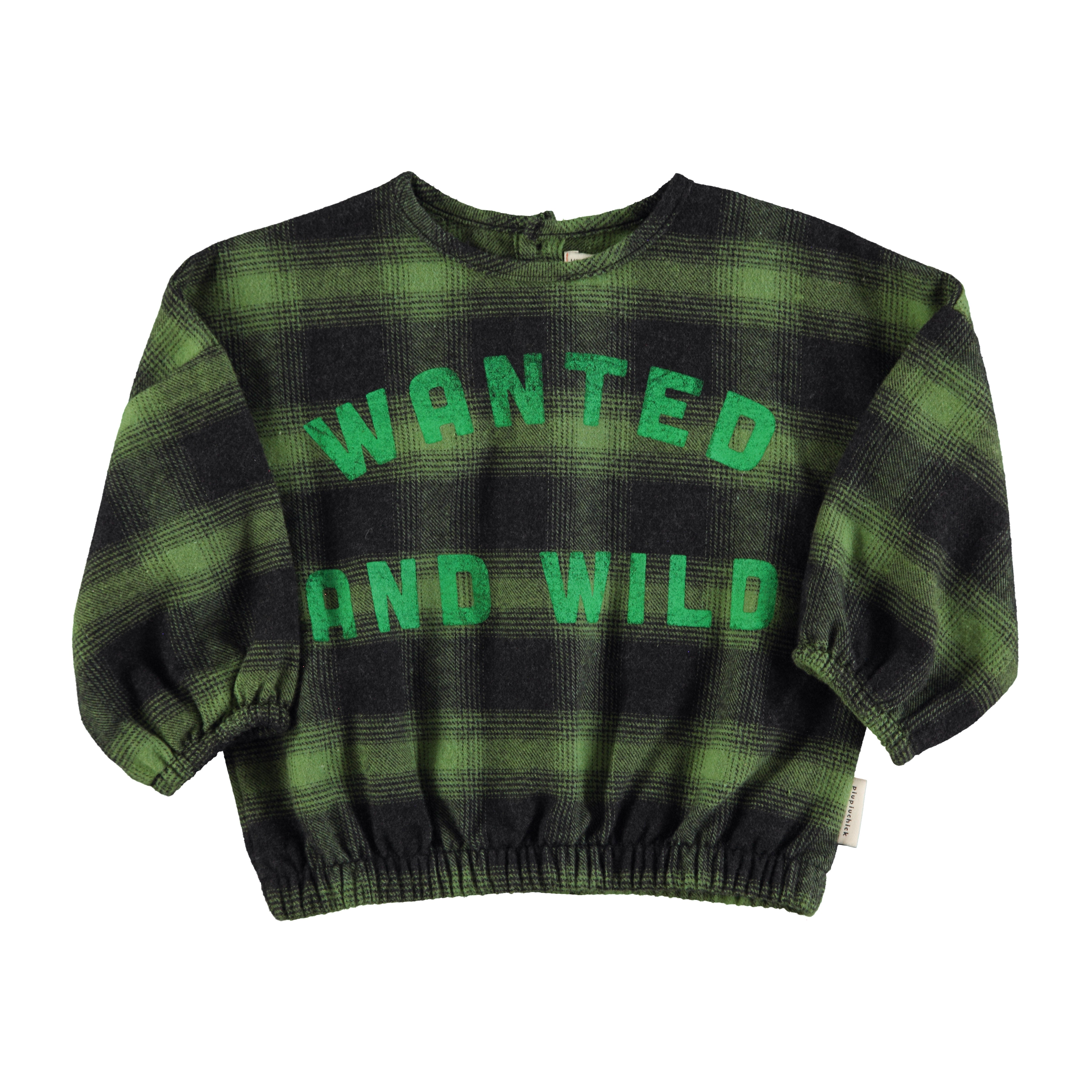 Green & Black Flannel Checkered Baby Blouse