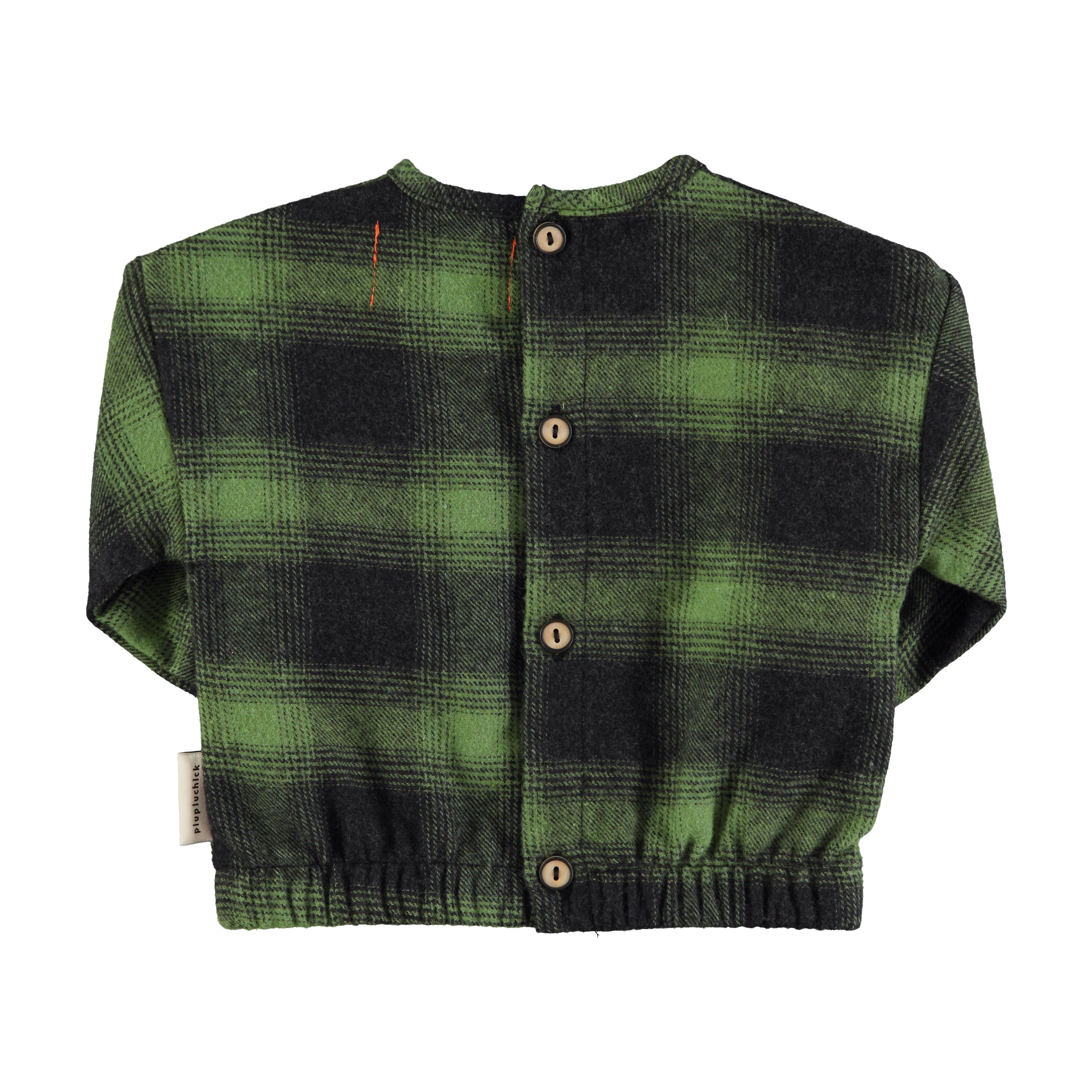 Green & Black Flannel Checkered Baby Blouse