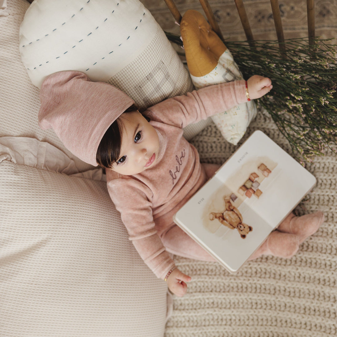 Heather Pink Velour Bebe Footie Set