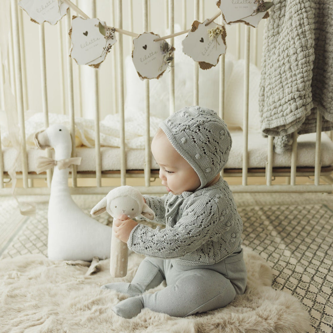 Light Blue Popcorn Weave Cardigan Set