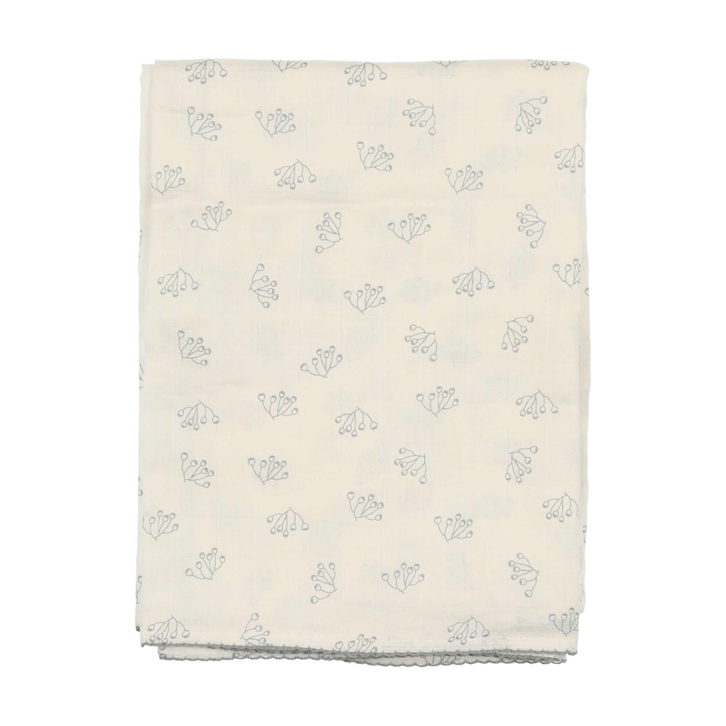 White/Blue Branches Muslin Swaddle