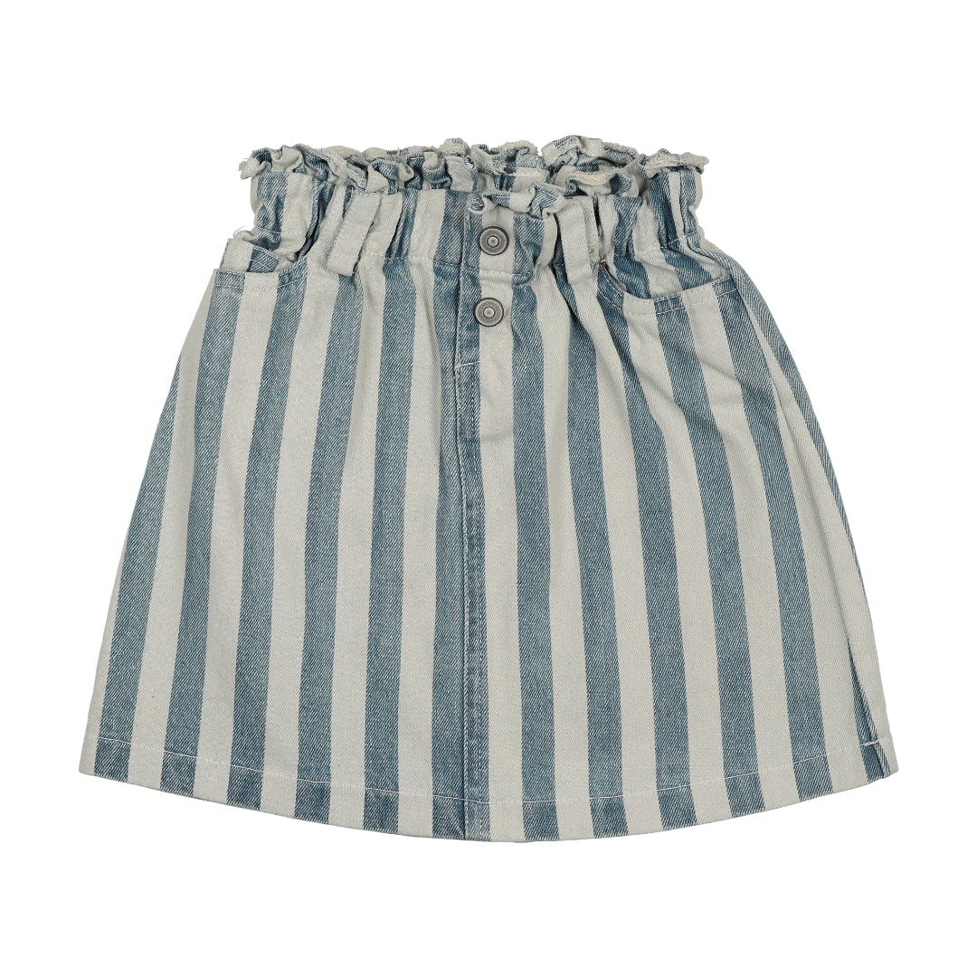 Light Blue Denim Striped Bermuda Skirt