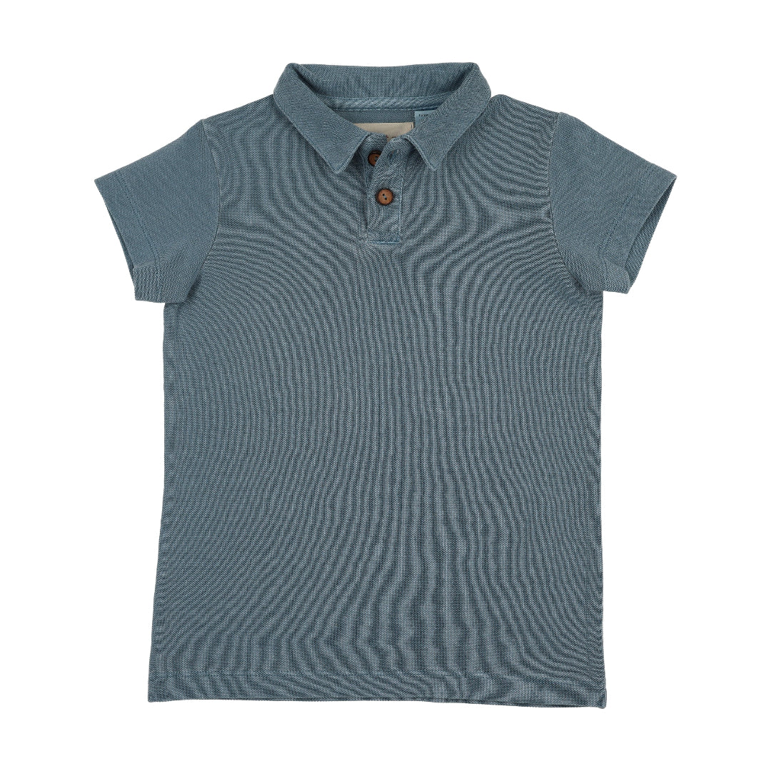 Light Blue Wash Pique Knit Polo