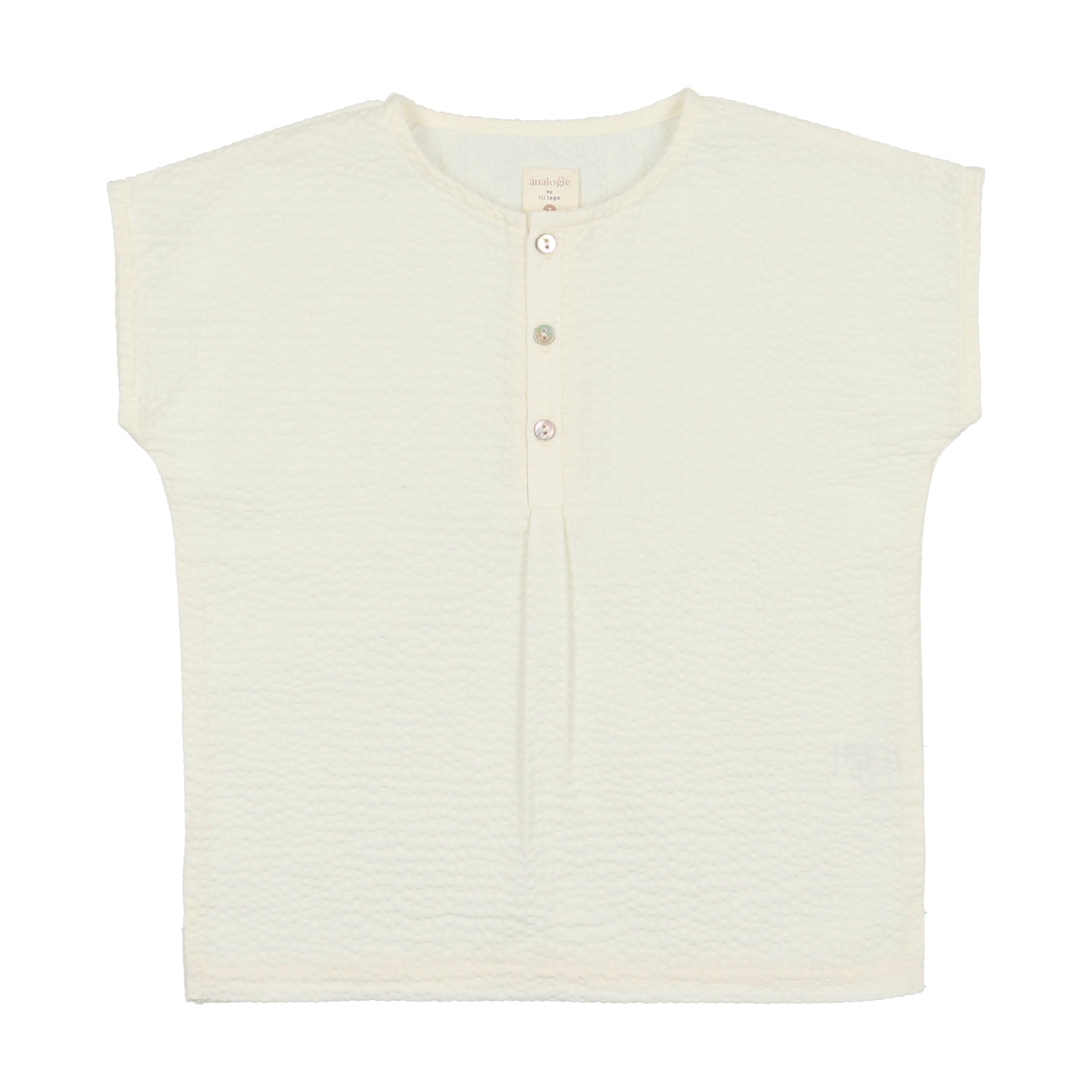 Cream Seersucker Pleated Shirt