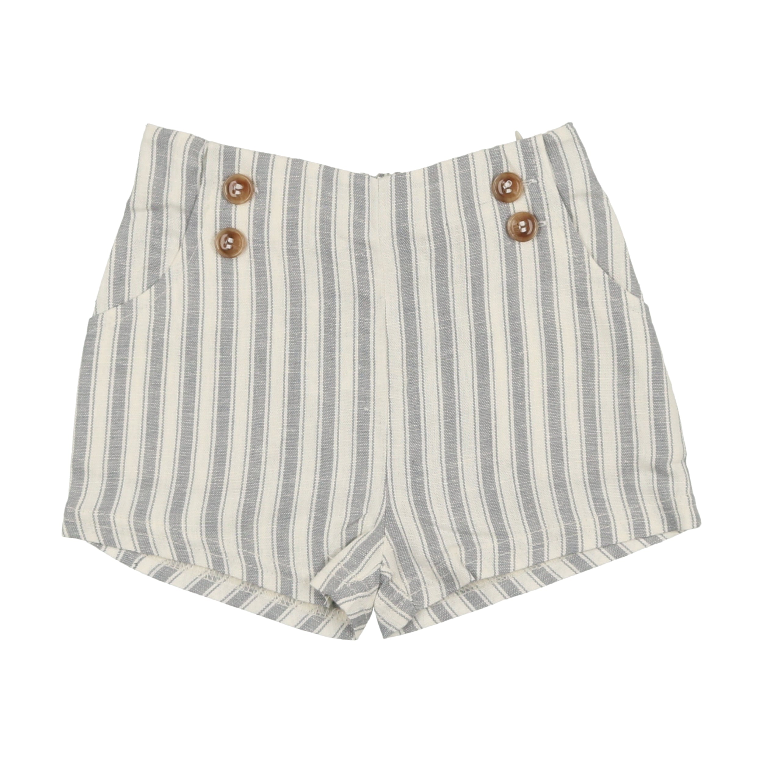 Light Blue Stripe Button Shorts