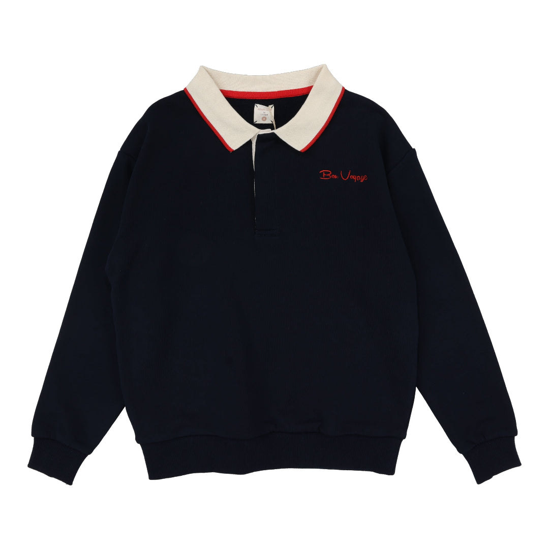 Navy Bon Voyage Sweatshirt Polo