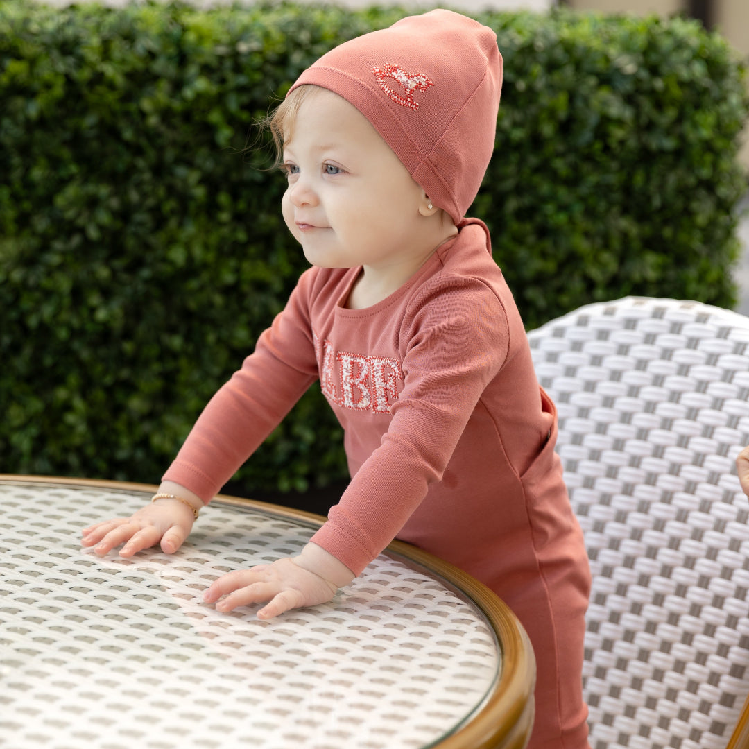 Petal Bebe Ditsy Print Footie with Beanie