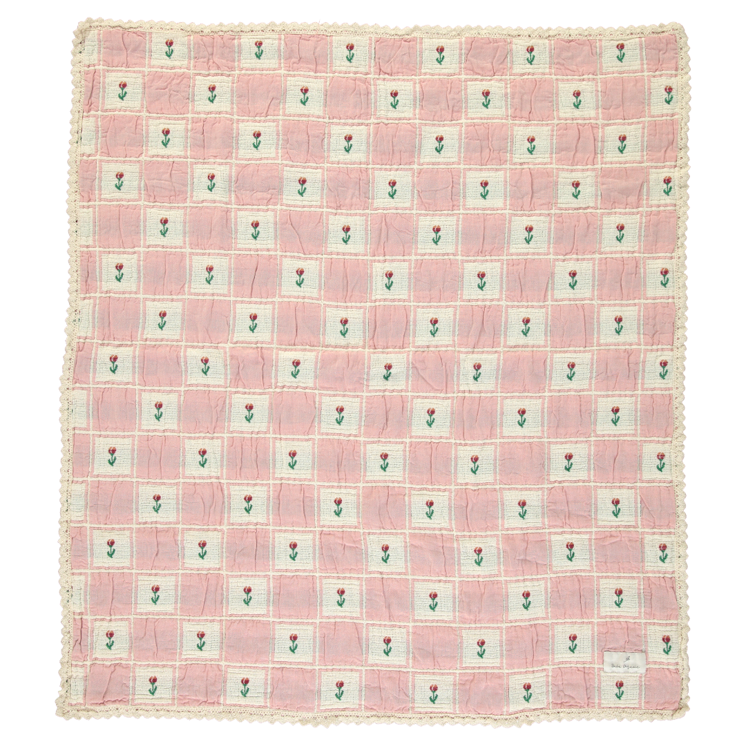 Mauve Tulip Patchwork Baby Blanket