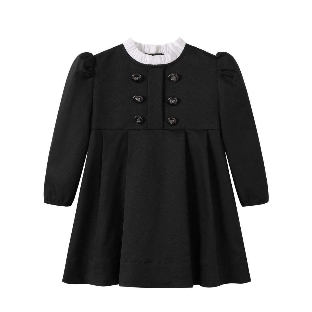 Black Taffeta Double Breasted Dress