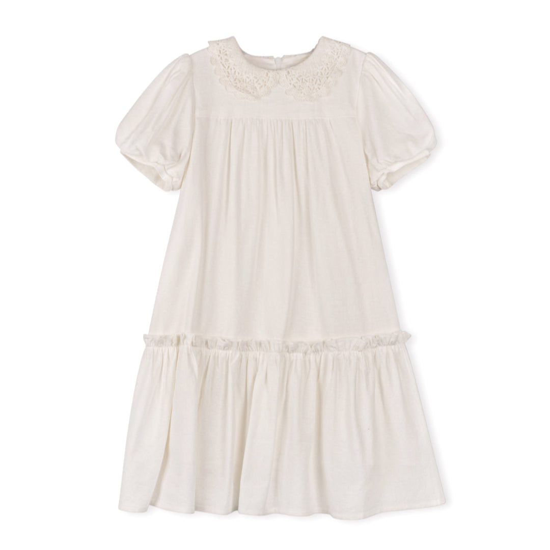 Ivory Crochet Collar Tiered Dress