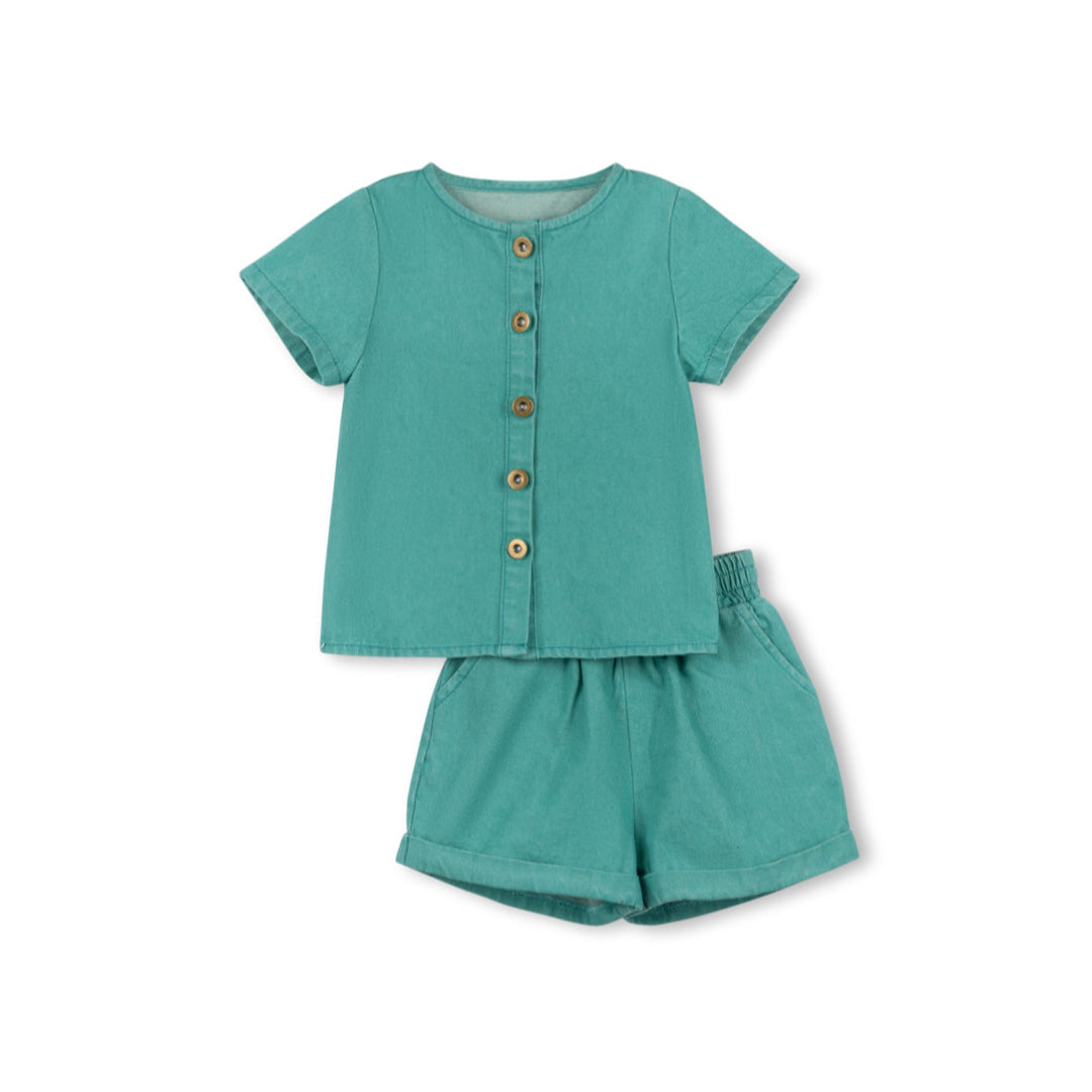 Green Gabe Denim Shirt and Shorts