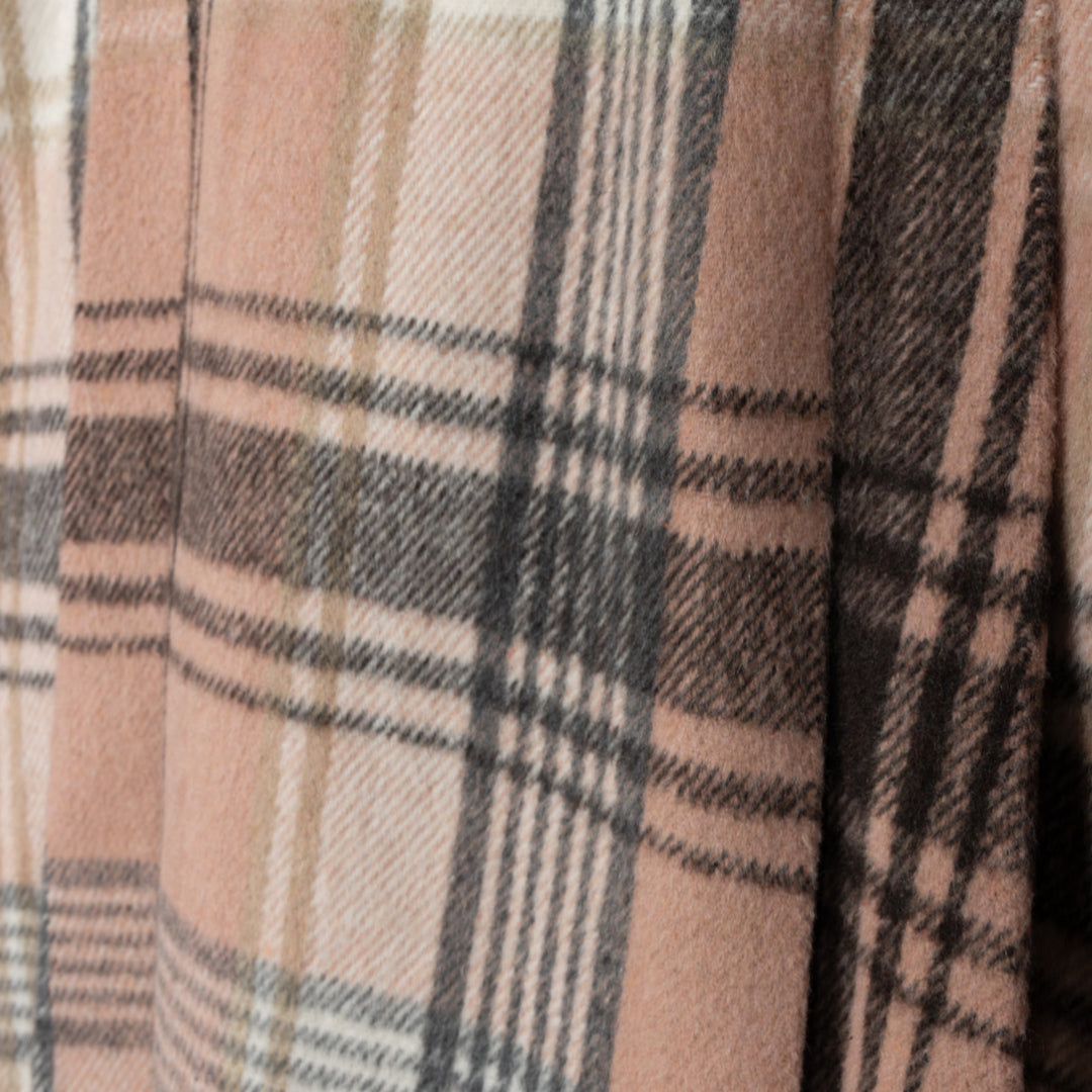 Plaid Gilt Wool Side Pleated Skirt + Charcoal Collared Sweater