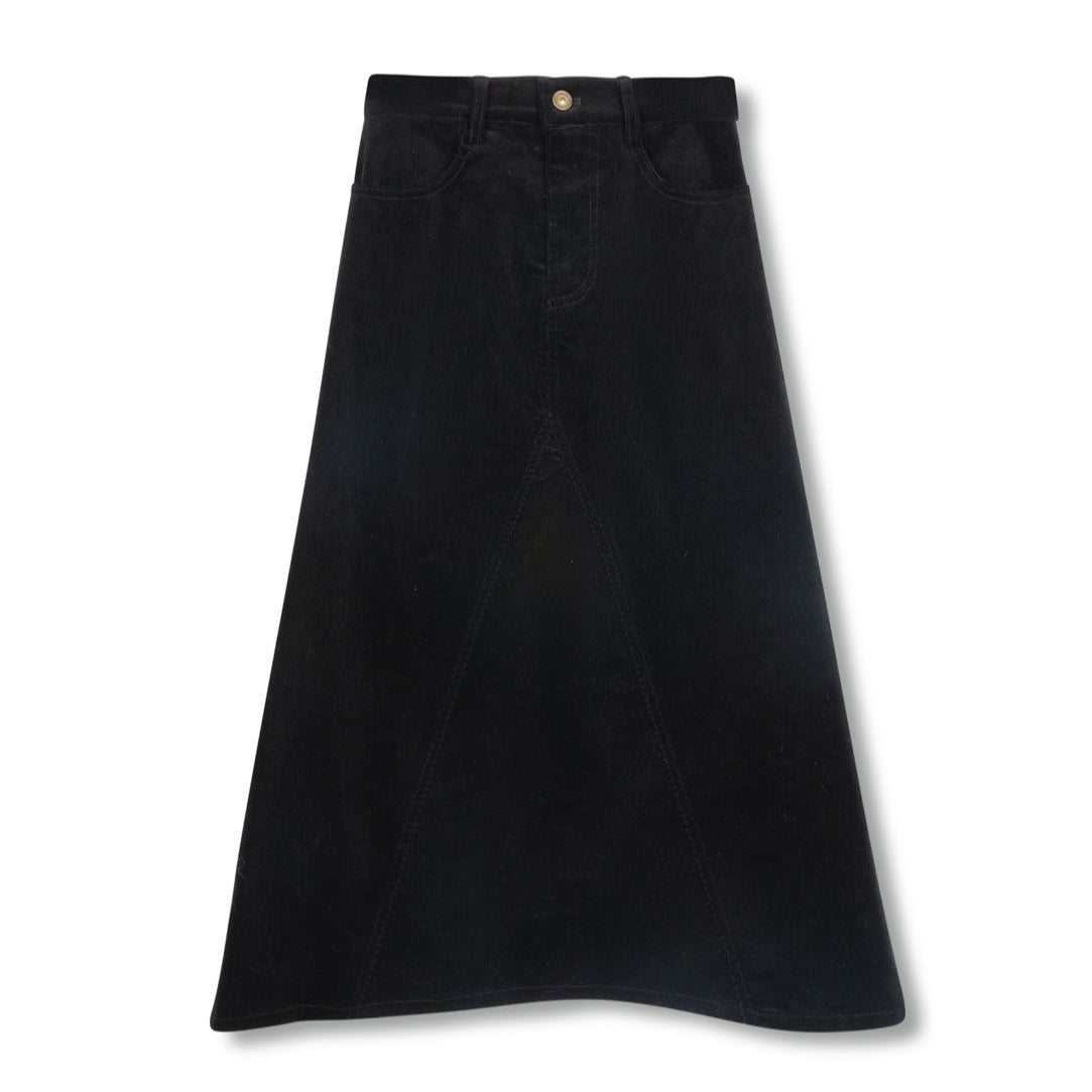Black Faint Corduroy Teen Skirt