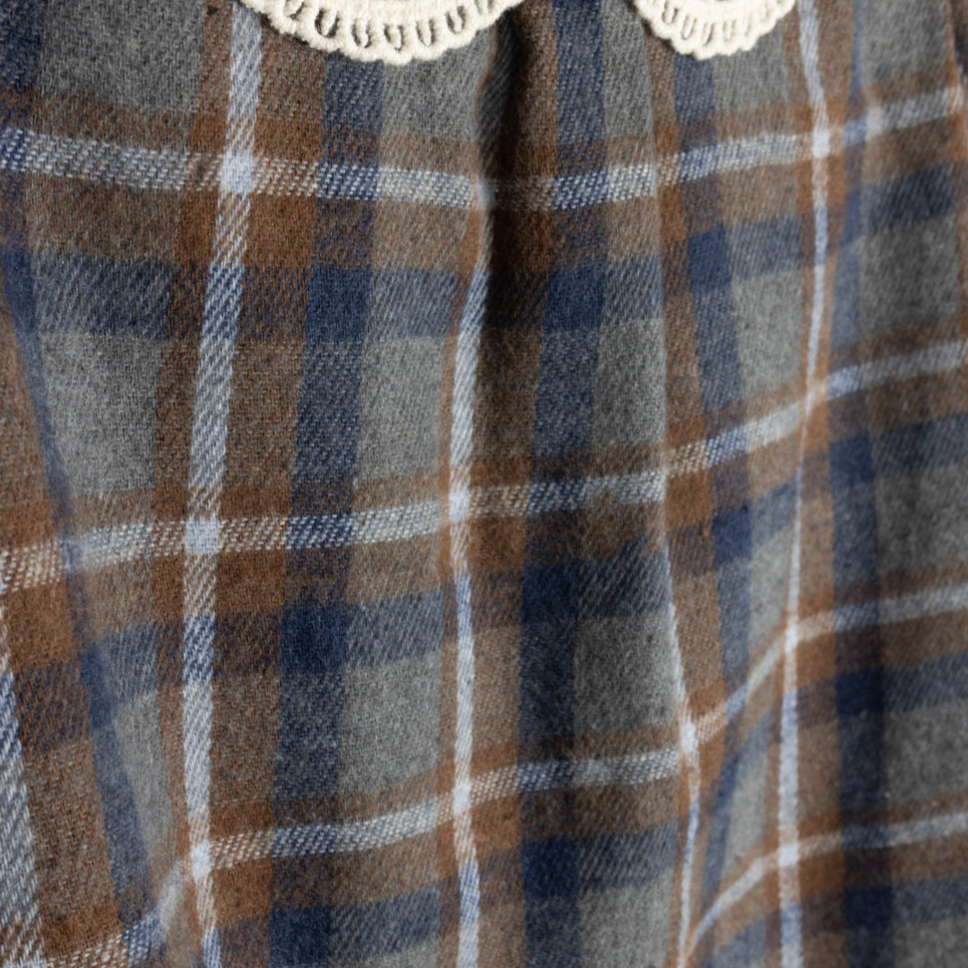 Plaid Airlin Crochet Collar Romper