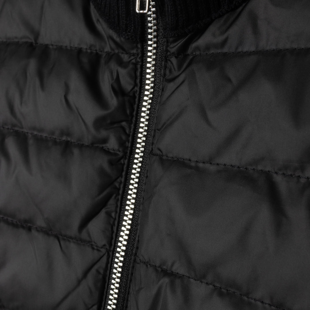 Black Striped Puffer And Knit Jacket
