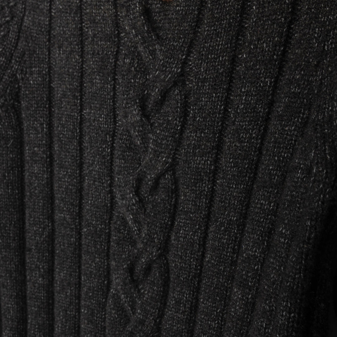 Charcoal Thick Center Cable Knit Sweater