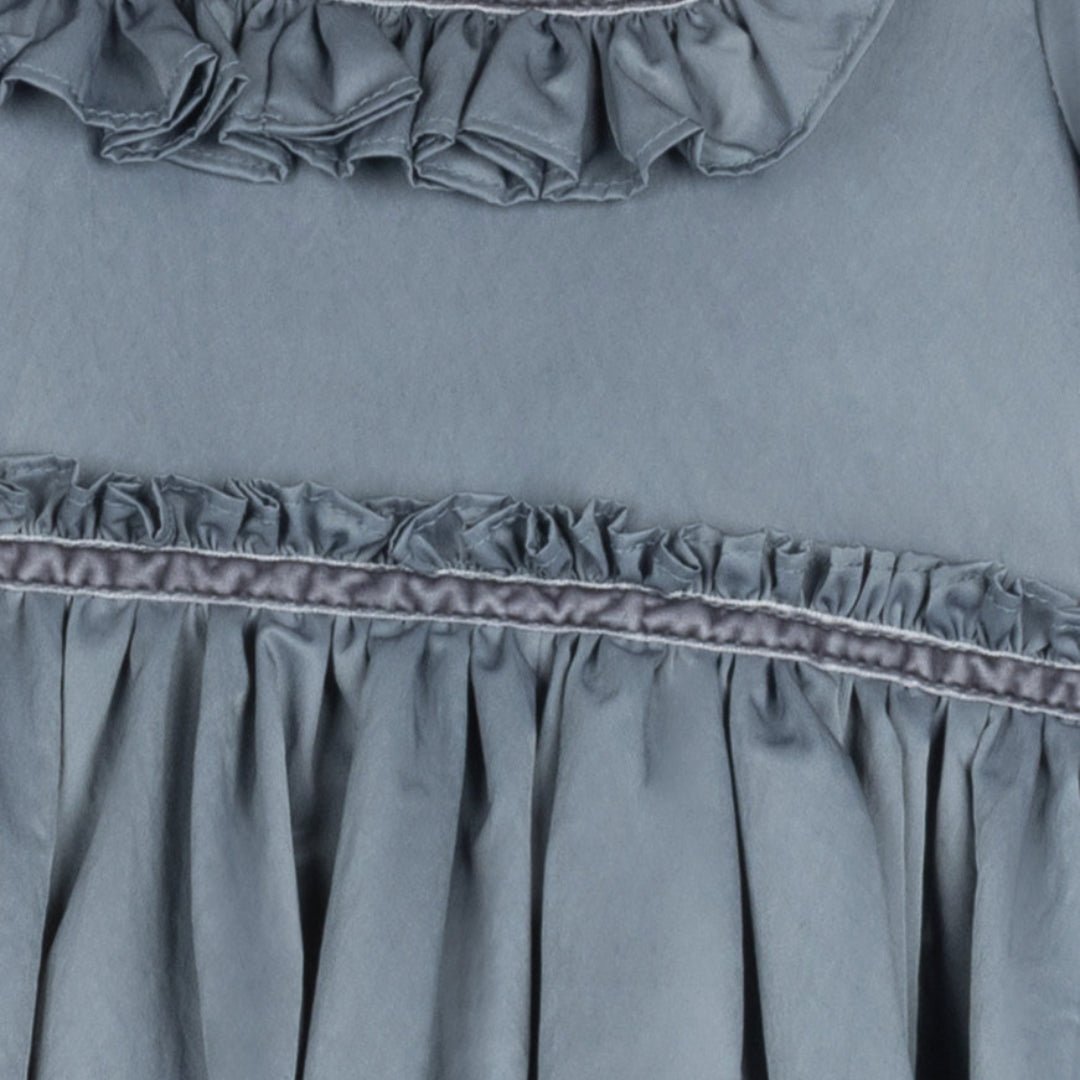 Blue Taffeta Tiered Knee Gown