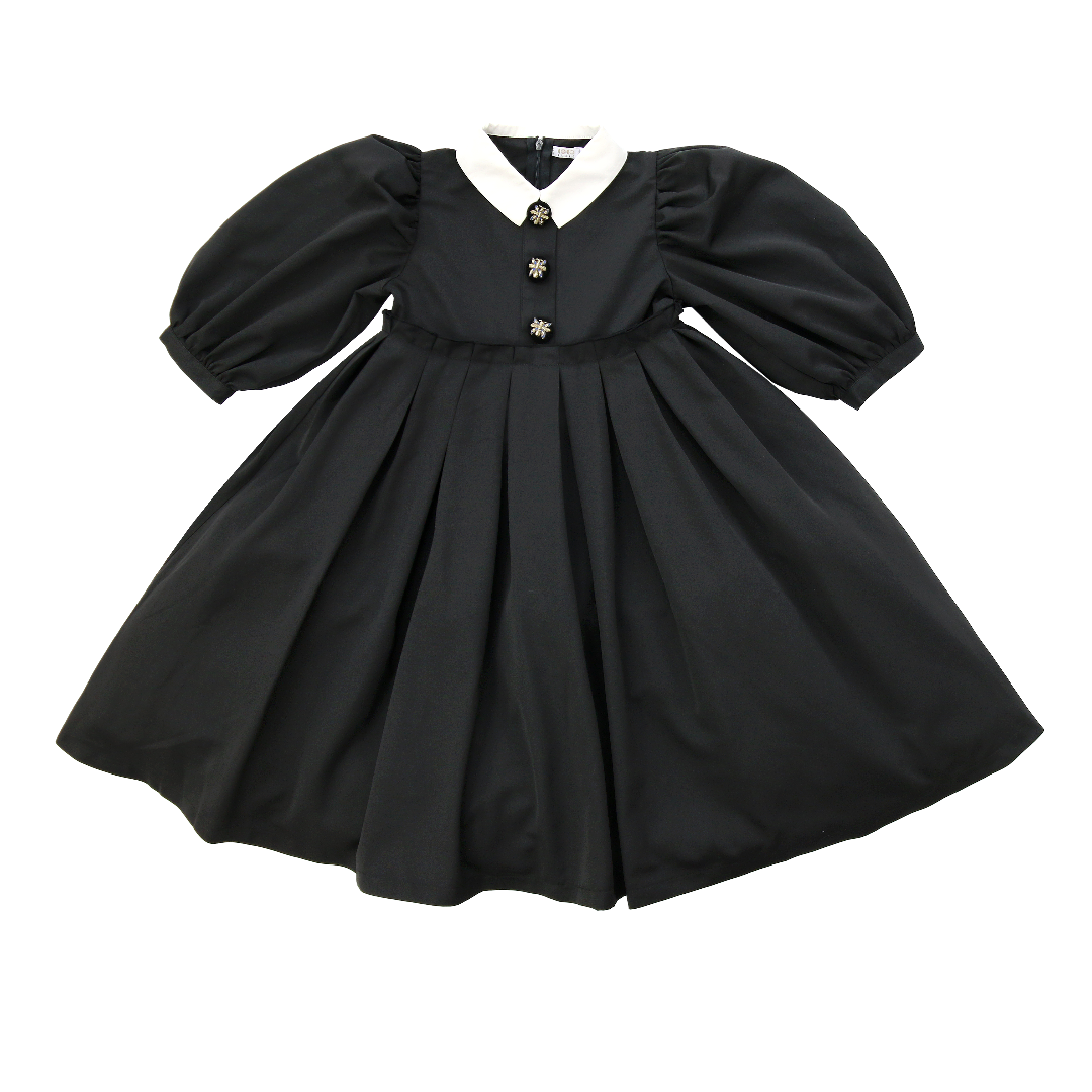 Black Taffeta Dress 3/4 Sleeve