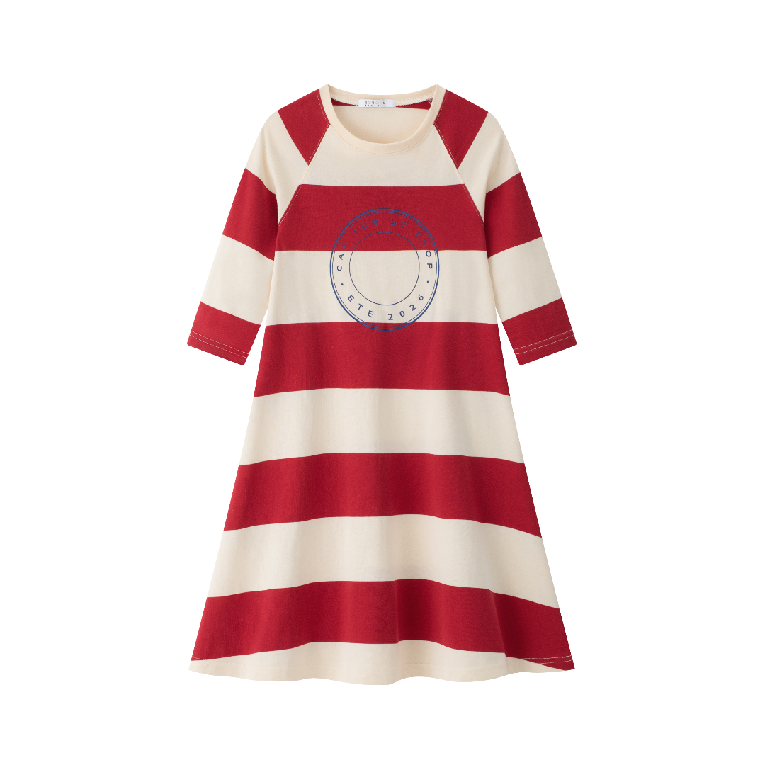 Red Stripe A-Line Dress