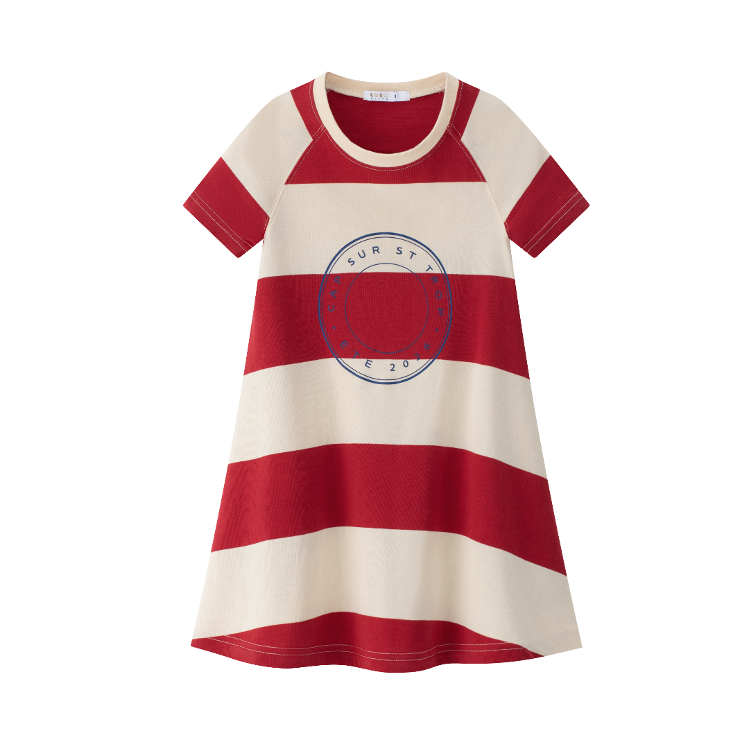 Red Stripe S/S A-Line Dress