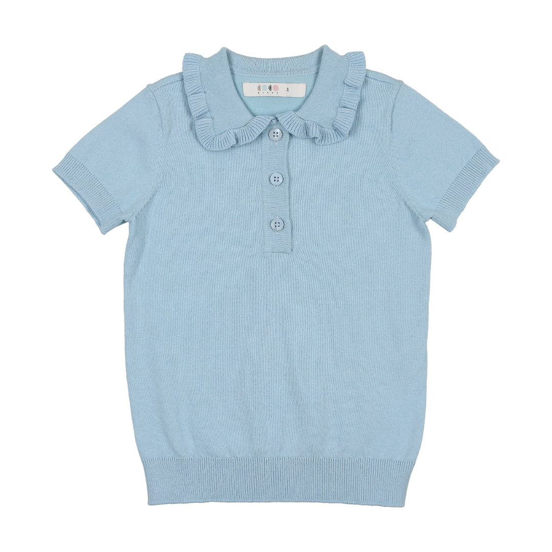 Pale Blue Ruffle Collar Sweater