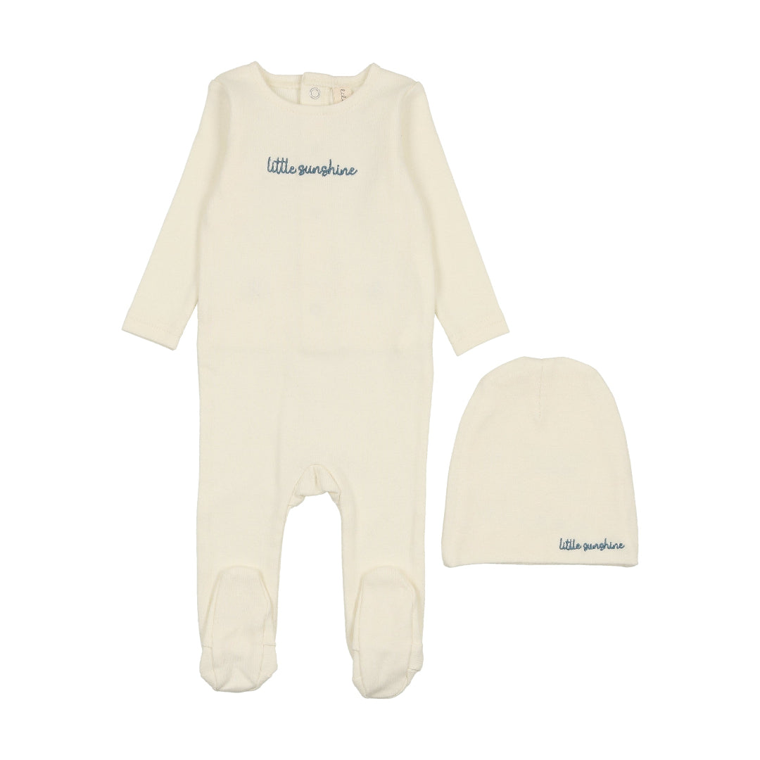 Milk/ Cloud Cotton Word Footie Set