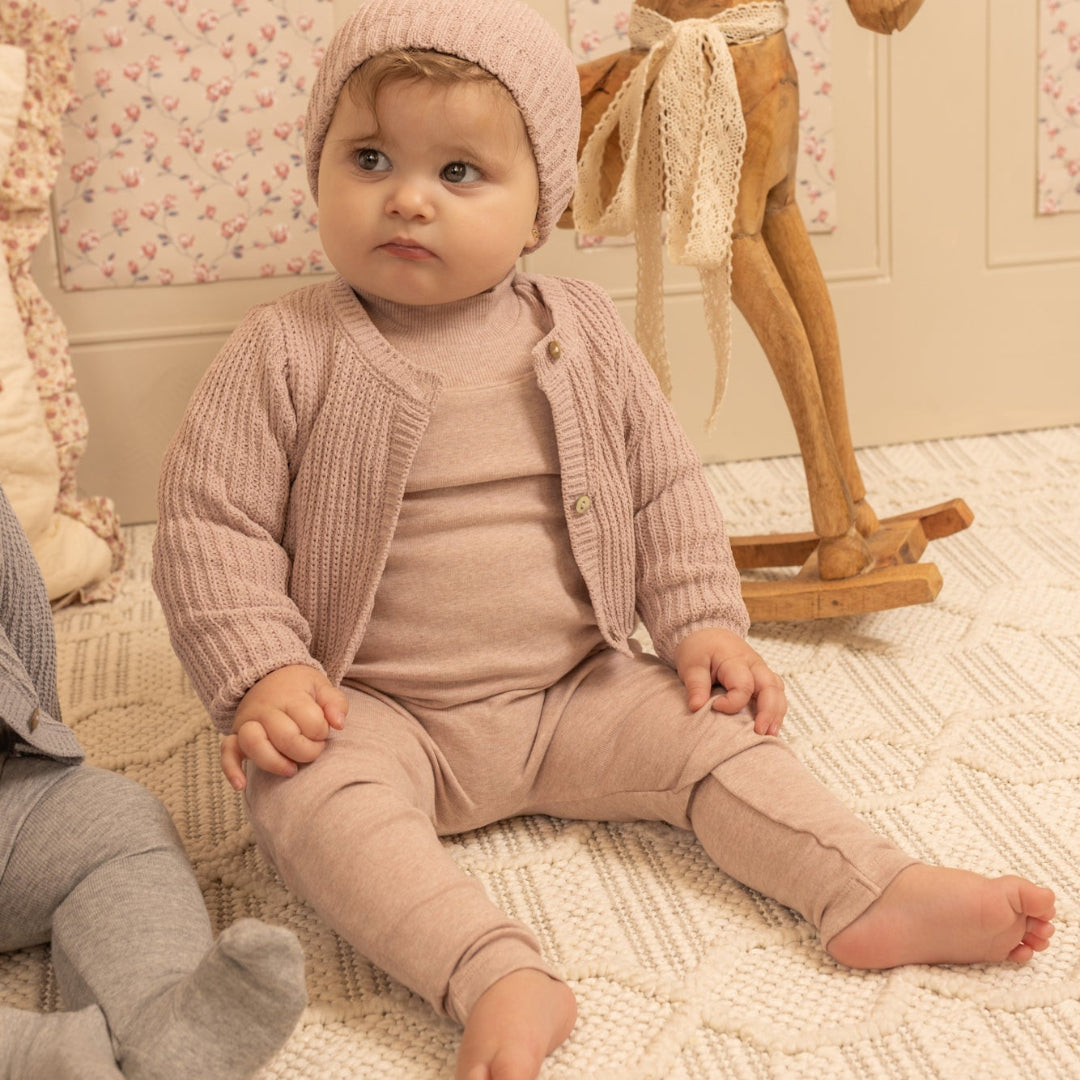Tea Rose Chenille Cardigan Overall Set