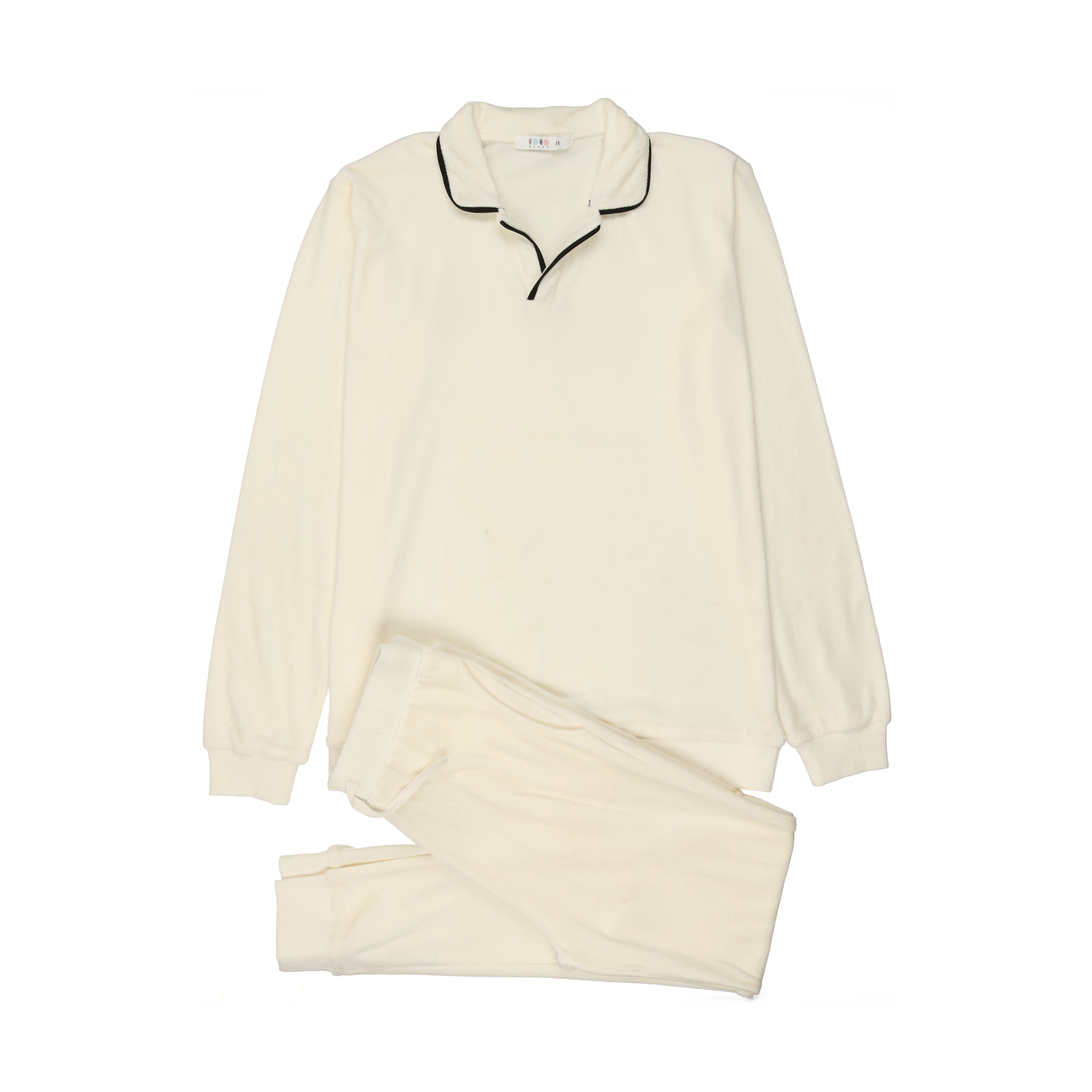 Cream with Black Velour Pajama
