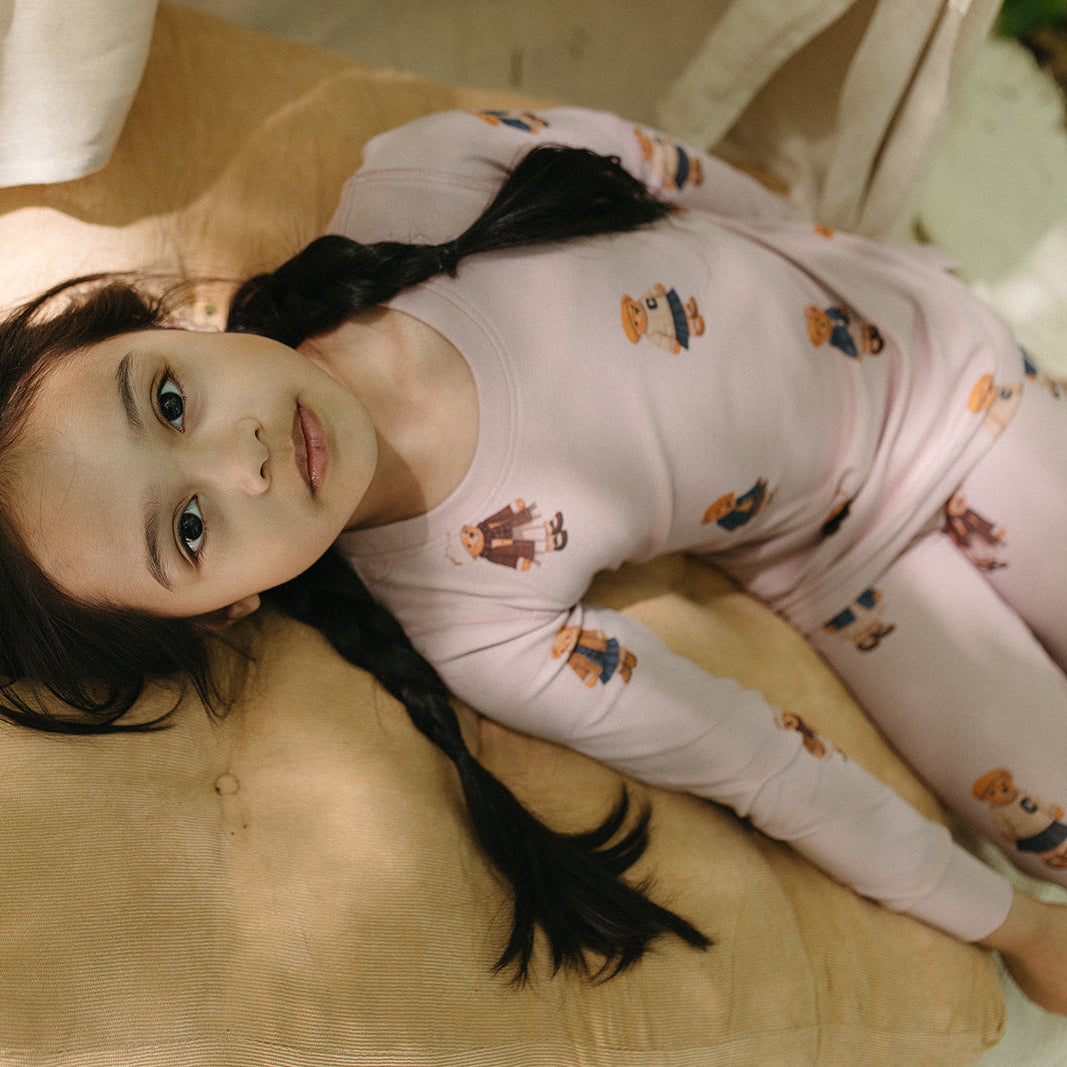 Dusk Teddy Pattern Lounge Crewneck Set