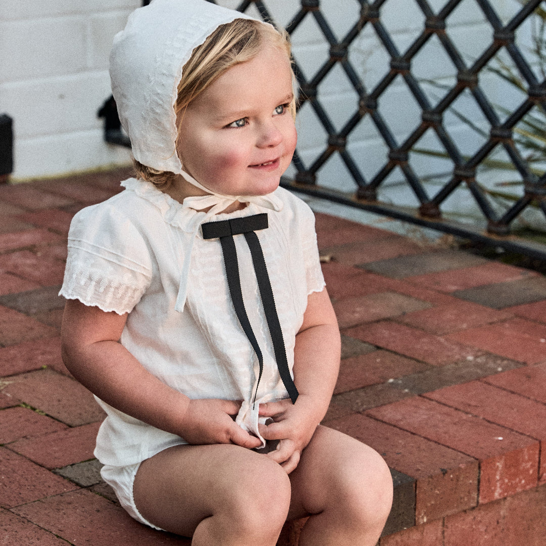 White Heirloom Evening Bow Toddler Set