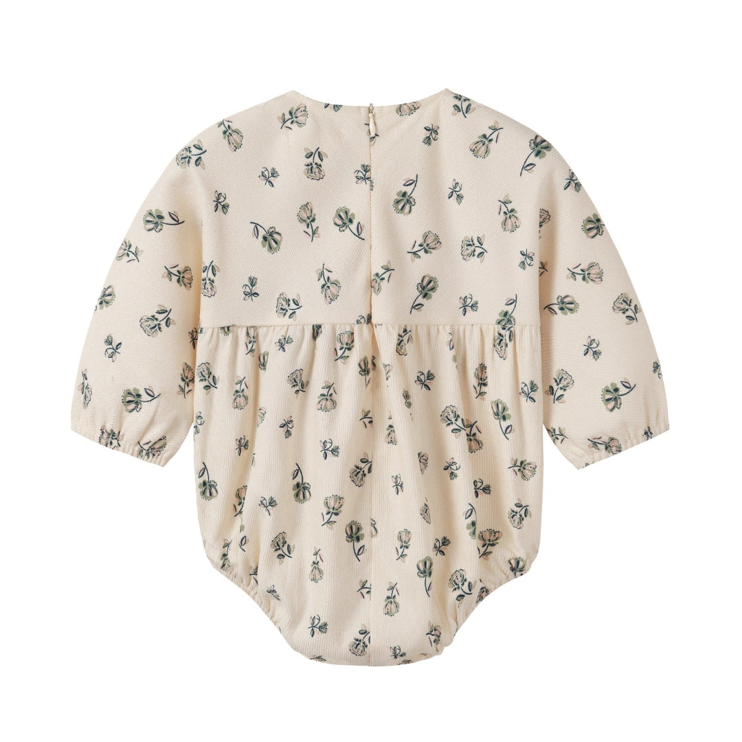 Corduroy Cream Floral Romper