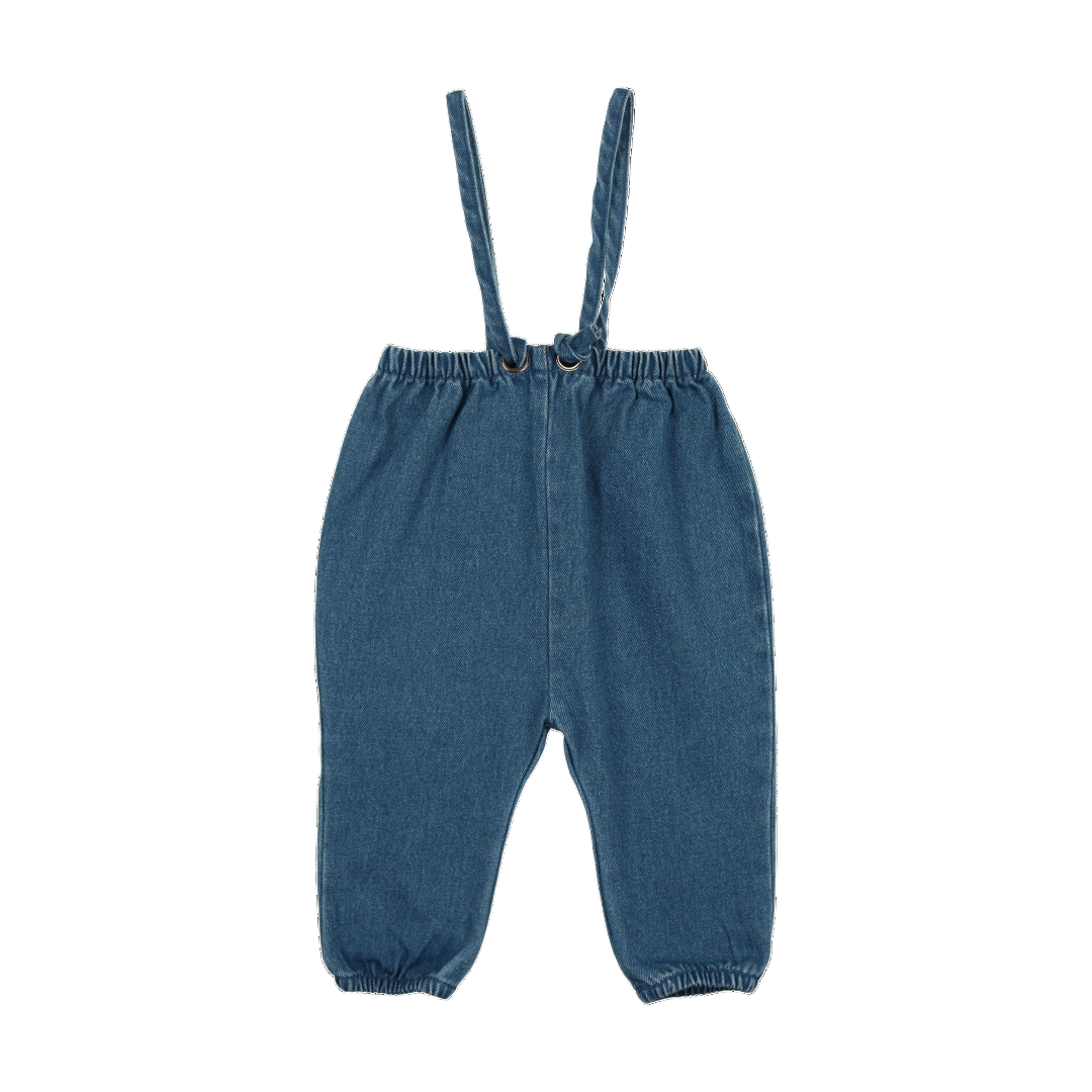 Blue Denim Bubble Suspender Pants