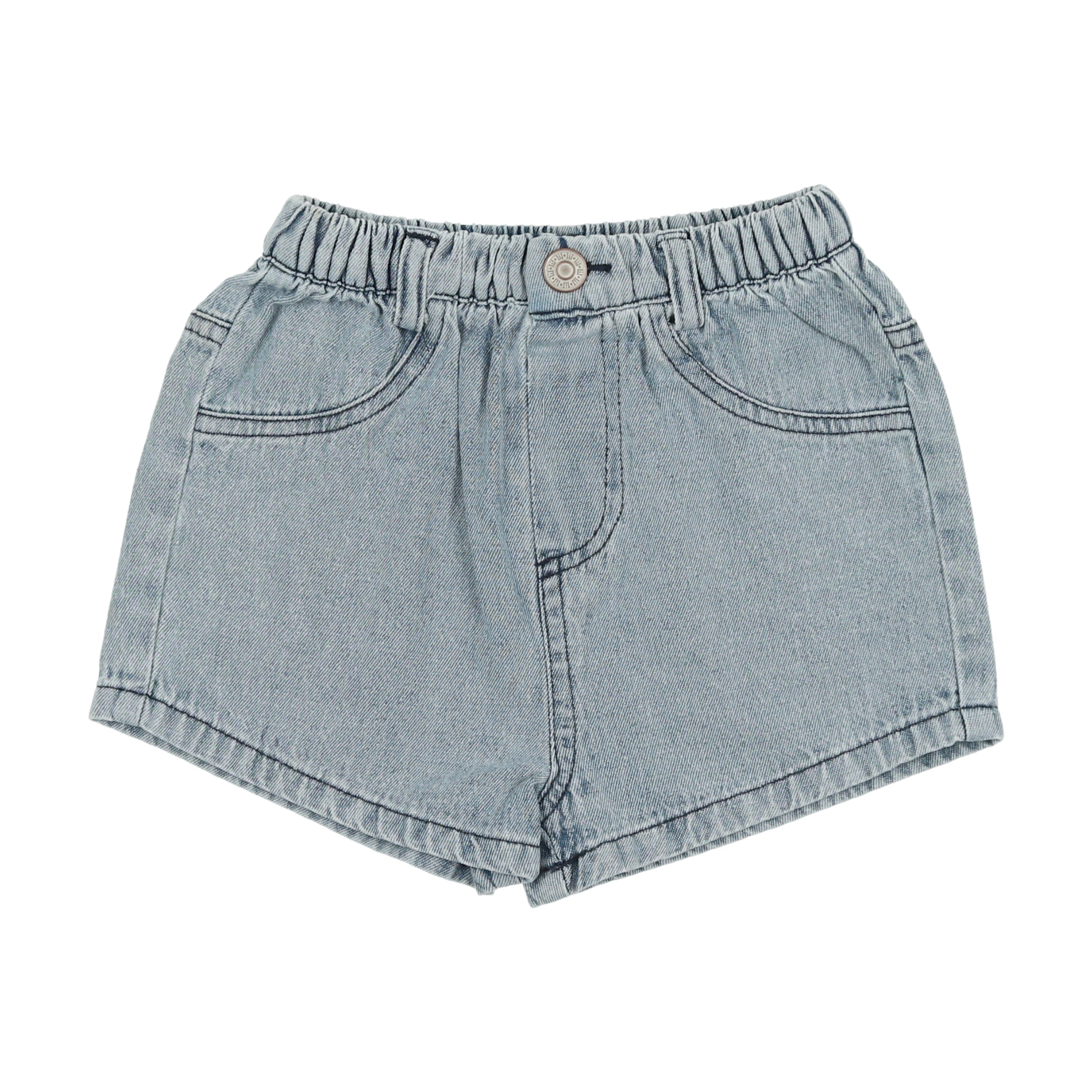 Kaelie Crossover Denim Shorts in Light Wash