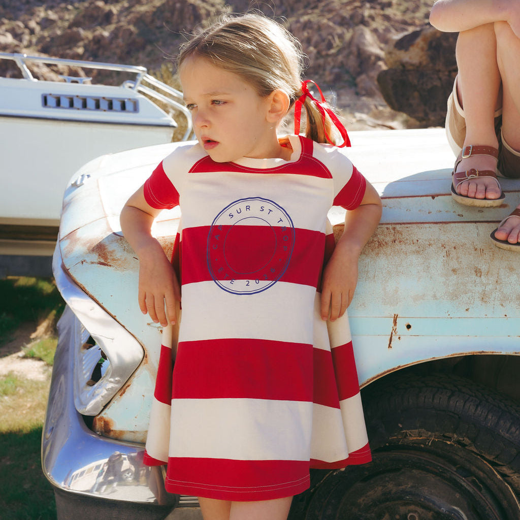Red Stripe S/S A-Line Dress