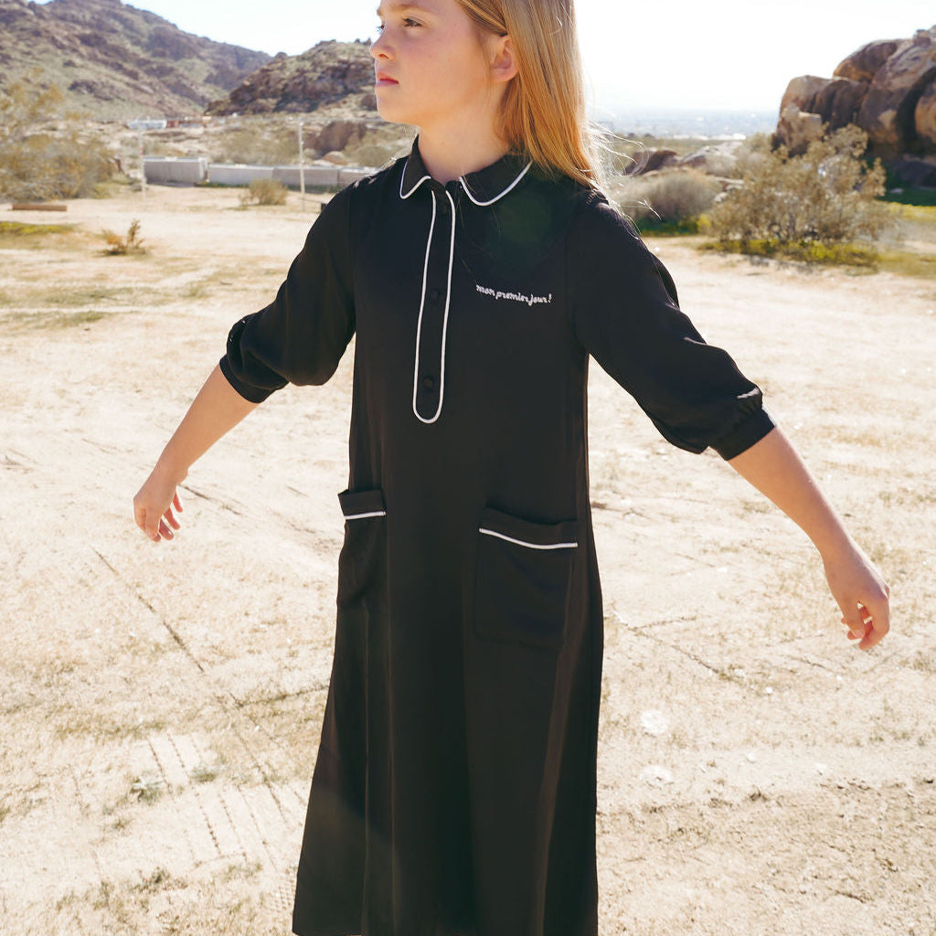 Black Silk Shirt Dress Maxi