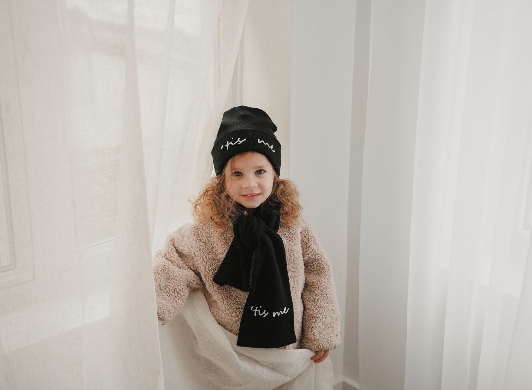 Black Winter Hat with White Logo