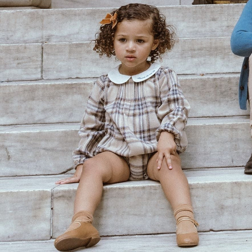 Blue Plaid Girl Romper