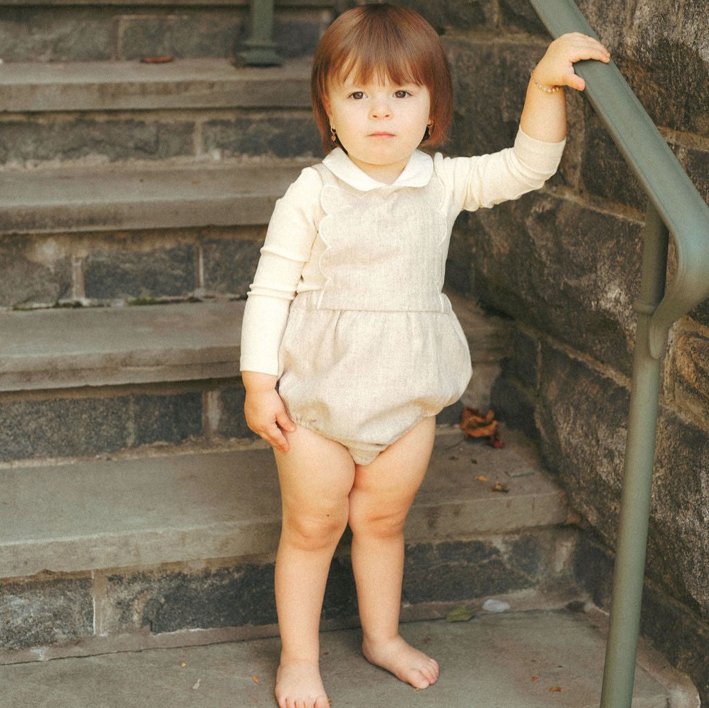 Light Grey Scalloped Romper