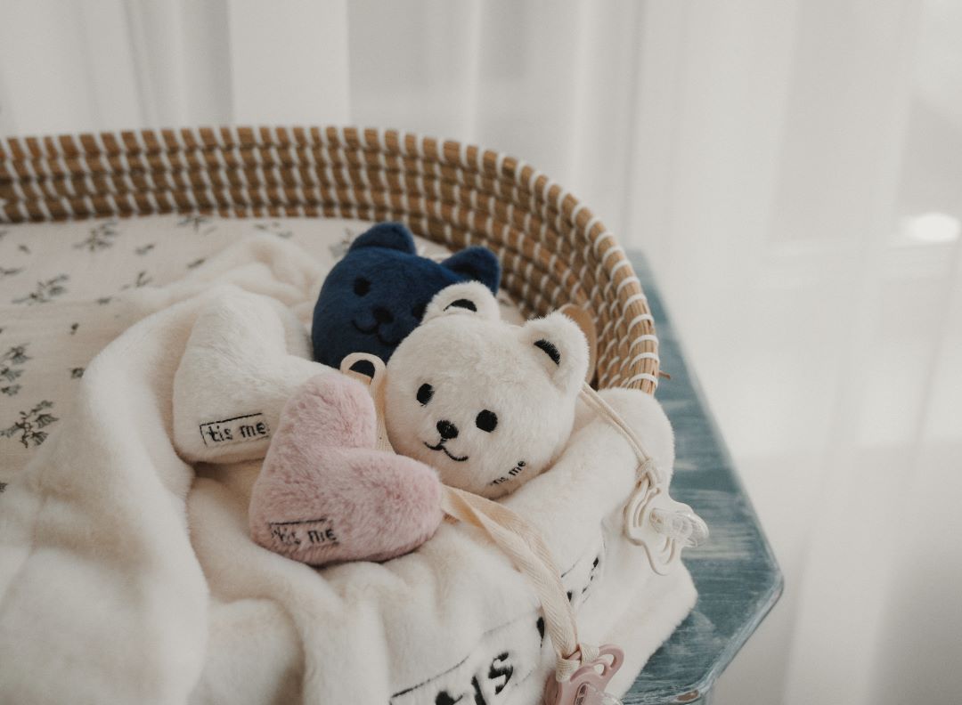 Beige Fur Bear Paci Holder & Rattle