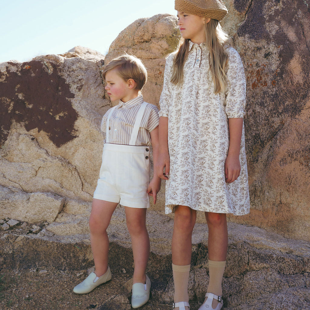 Cream Suspender Shorts