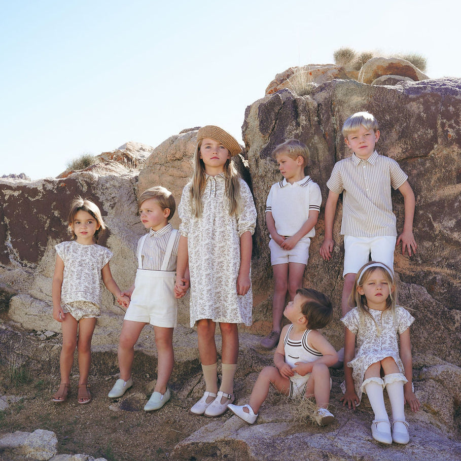 Cream Suspender Shorts