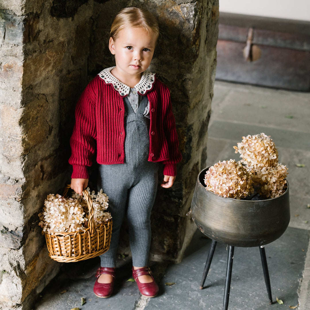 Mid Grey Knit Suspender Leggings