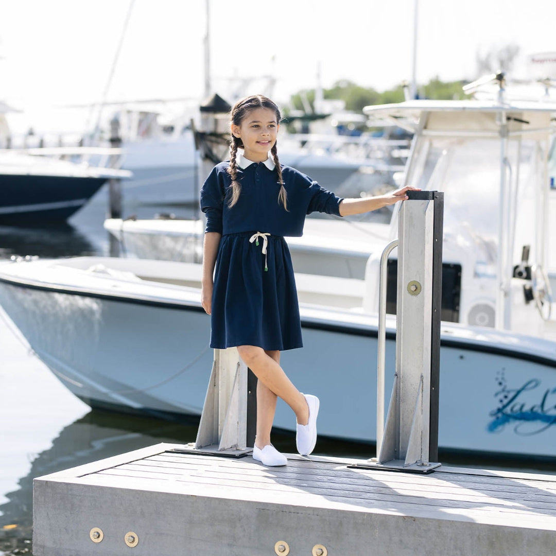 Navy Pique Circle Skirt