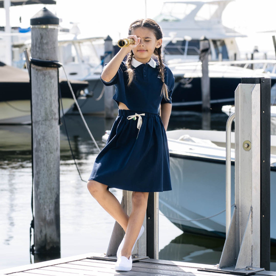 Navy Pique Circle Skirt