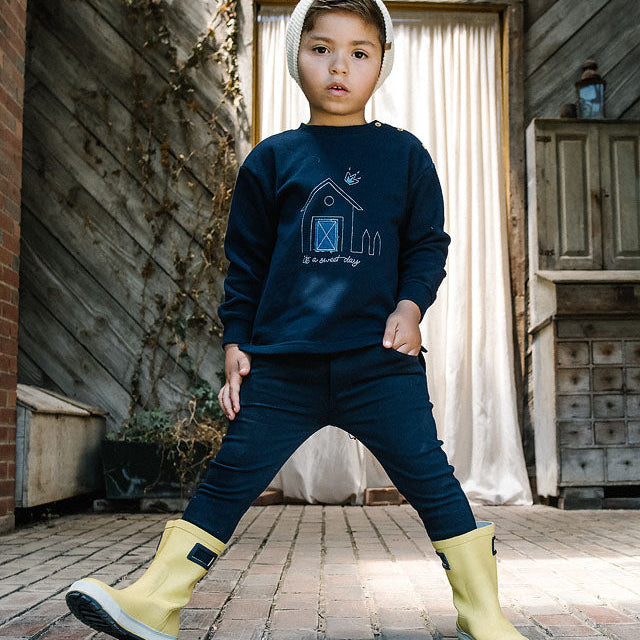 Navy Sweet Campaign Boys Embroidered Sweatshirt