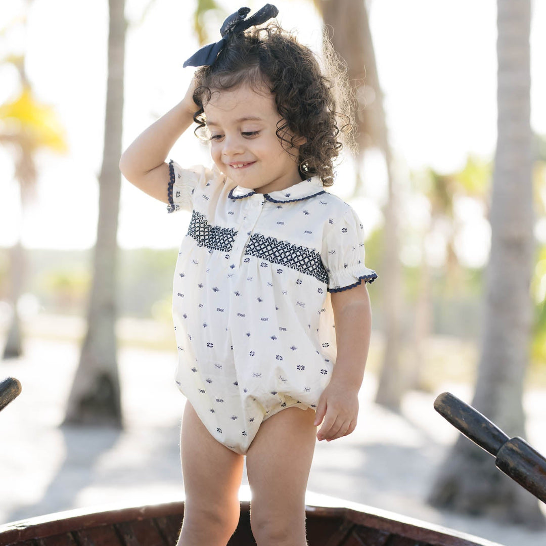 Cream Geometric Romper